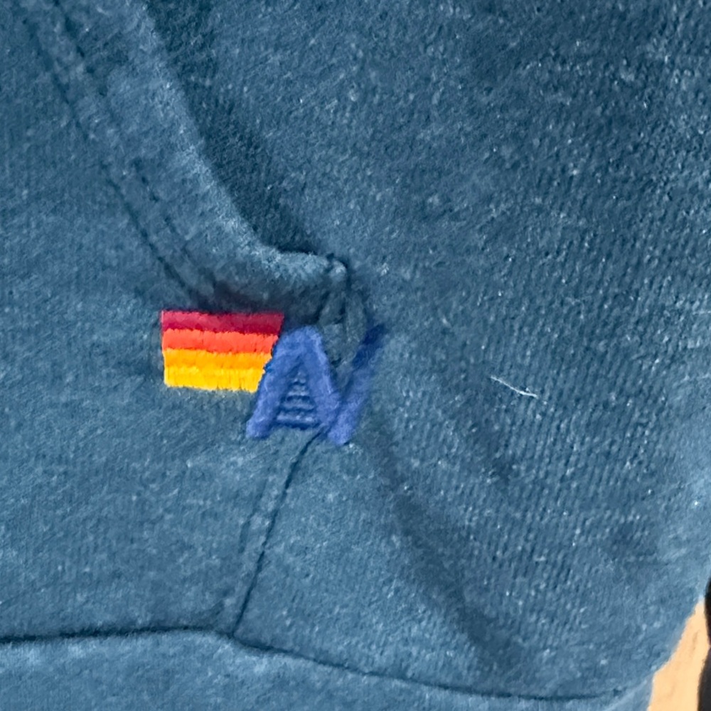 Aviator Nation Navy Hoodie with Rainbow Heart Patch - Picture 3 of 4